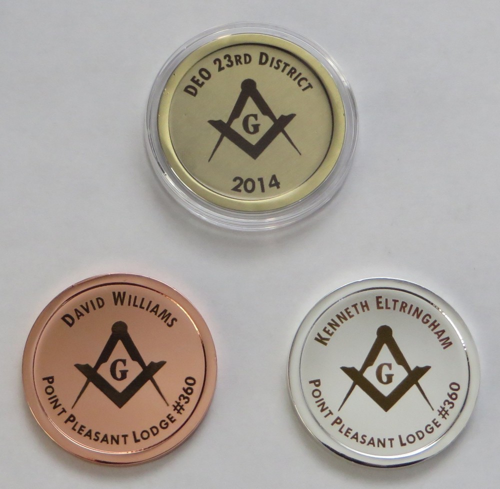 Custom Masonic Coin / Token - Free Laser Engraving Personalization