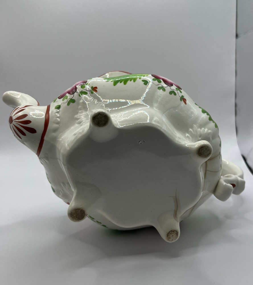 Antique: Soft Paste Teapot & 2 Cups & Handless Saucers-Primrose Pattern