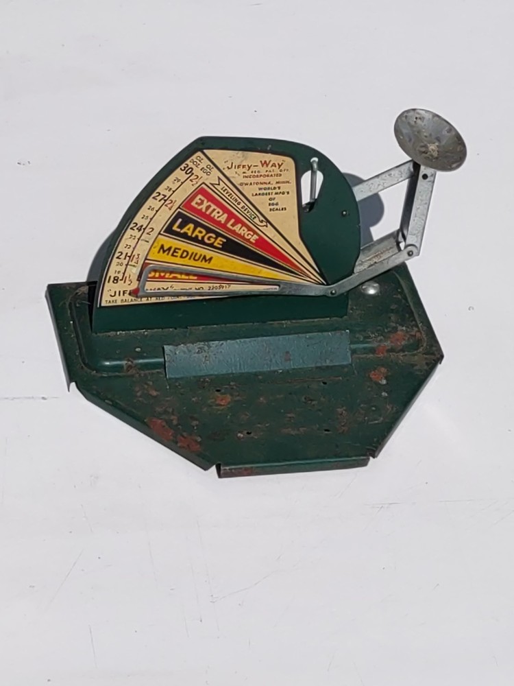 vintage green jiffy-way egg scale