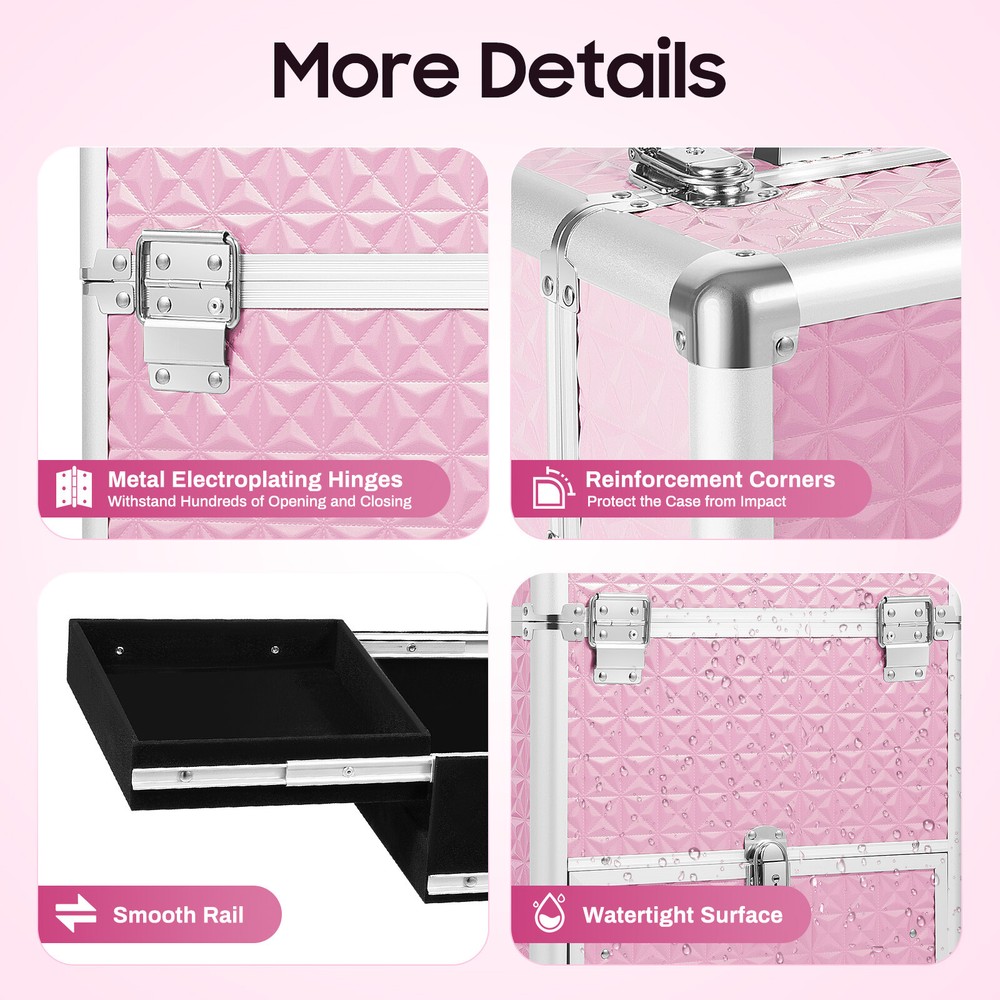 Professional Rolling Makeup Train Case Cosmetic Trolley Organizer Makeup Case