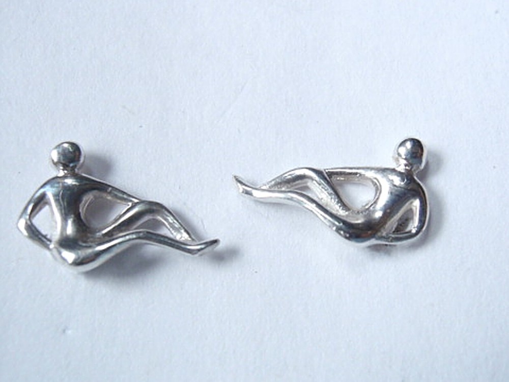 Yoga Practitioner 925 Sterling Silver Stud Earrings