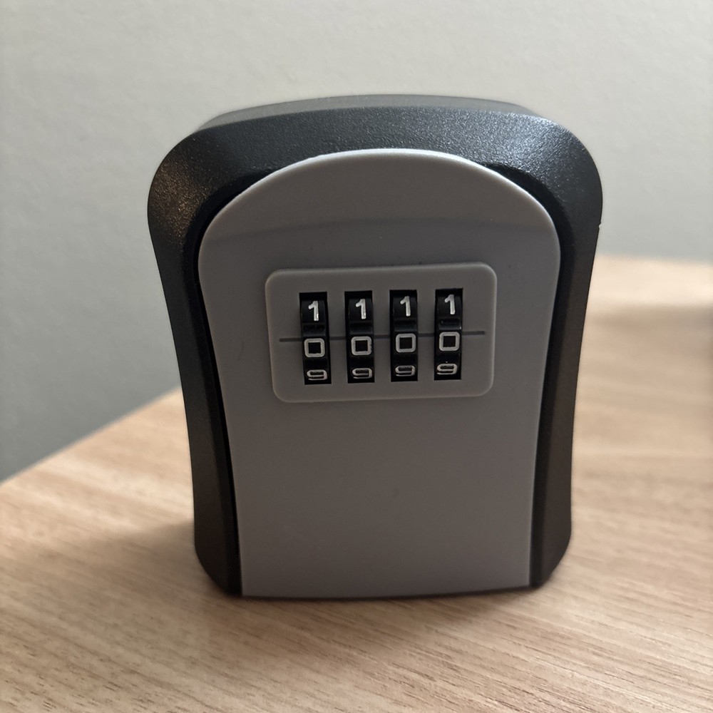 Compact Outdoor Key Lock Box with 4-Digit Combination Lock — Wall-Mounted