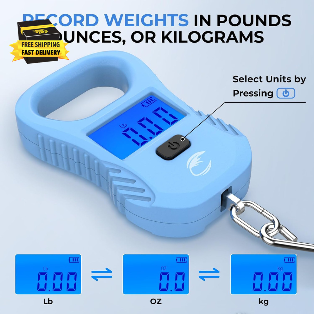 Lightweight Fish Scale, Rechargeable Digital Scale with USB Cable, 55Lb Capacity