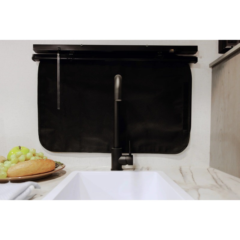 Auto Drive, RV Door Window Shade, Universal, Collapsible, Polyester, Black
