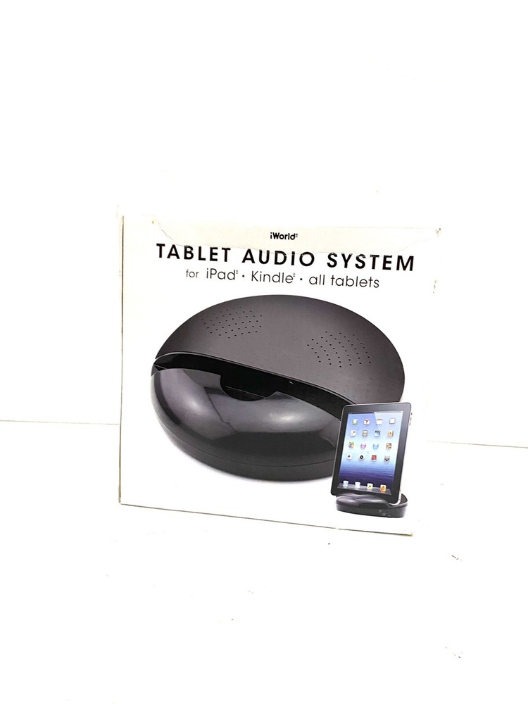 iWorld Tablet Audio System Holder iPad Kindle All Tablets Black Audio Electronic