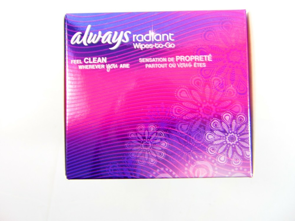 Always Radiant Wipes To Go 46 Count Box Individually Wrapped
