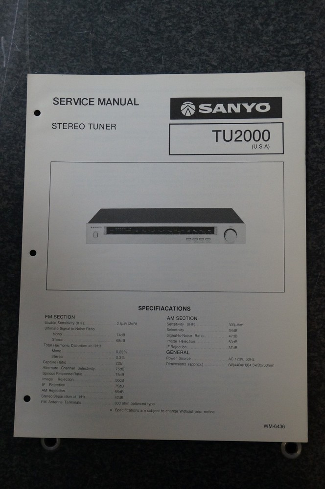 Sanyo TU2000 Service Manual