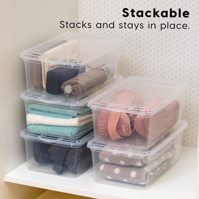 5 Qt Clear Plastic Storage Bins Stackable Lids Organizing Containers 20 Pack New