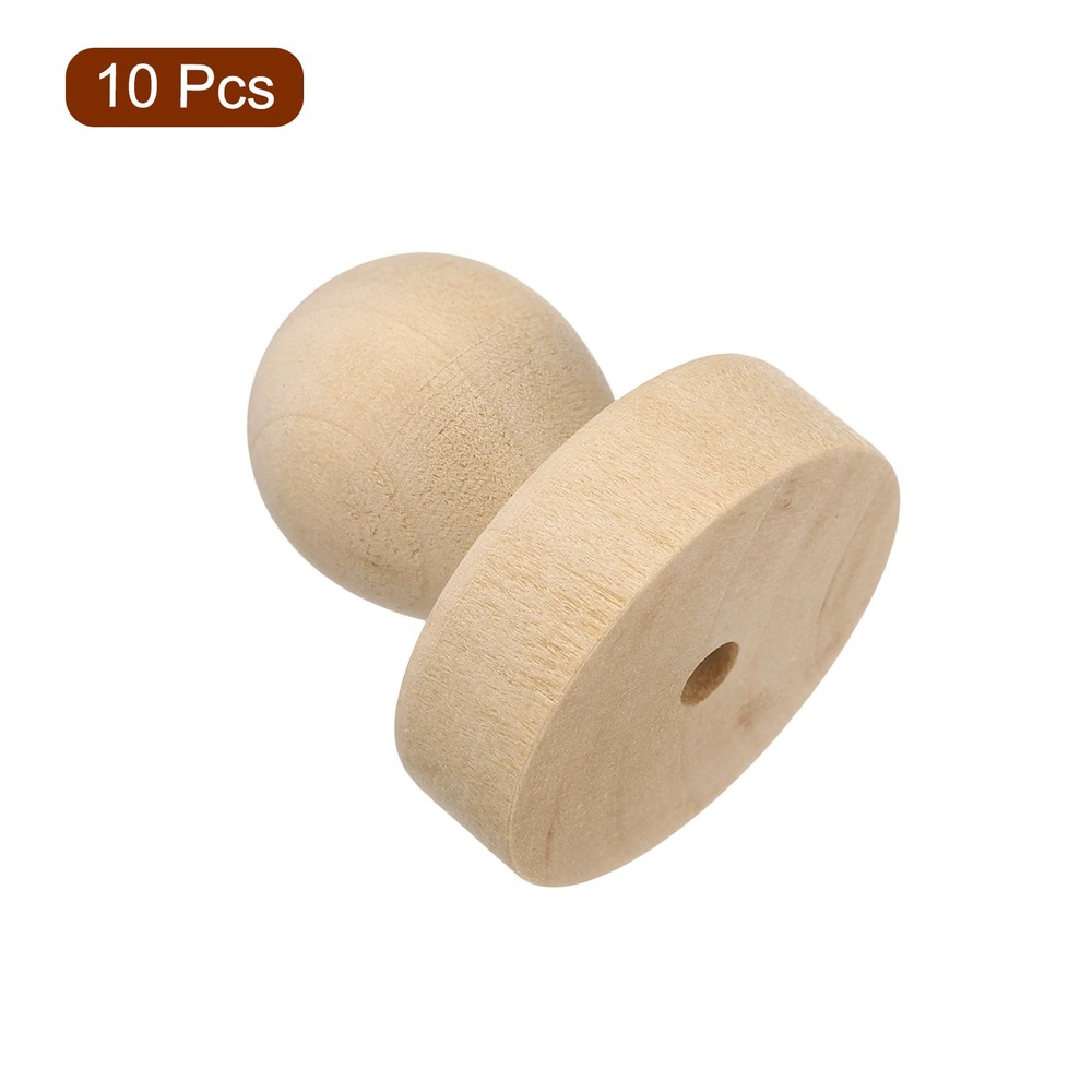 38mm Stamp Wood Round Handle, 10Pcs Wooden Knobs Stamp Mounts Drawer Pulls