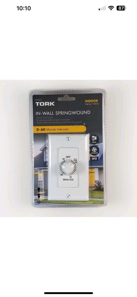 Tork In-Wall Springwound Interval Timer Switch RFF60M Indoor White Faceplate