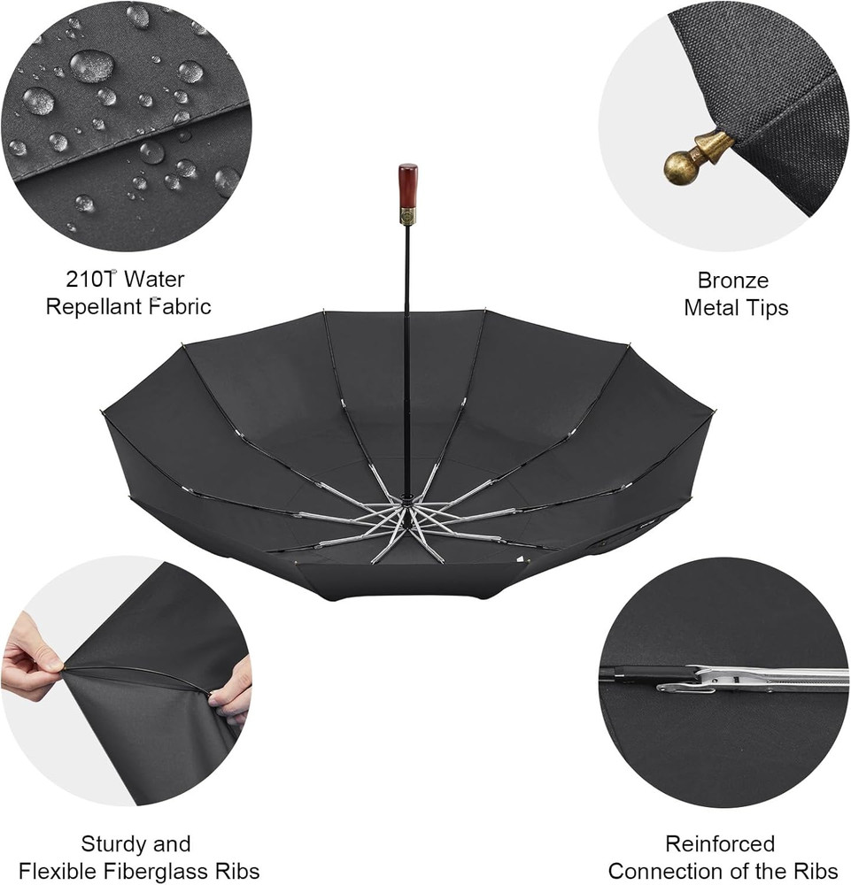 54 Inch Large Compact Windproof Golf Umbrella for Rain Oversized Auto Open Close