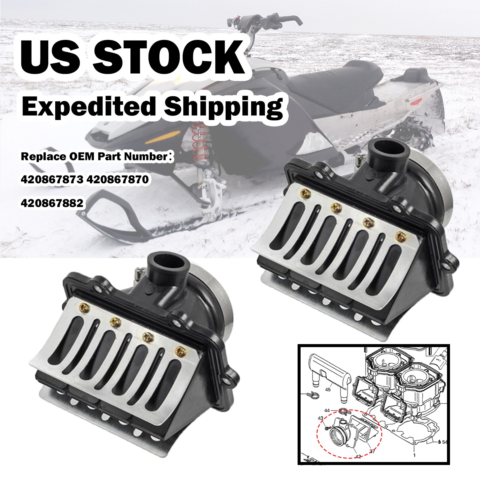2SETS Carb Flange Intake Socket Reed Valve For Ski-Doo Legend Summit MXZ 700 800