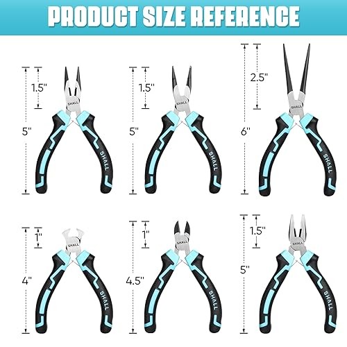 Mini Pliers Set, 6-Piece Small Pliers Tool Set Includes Needle Nose, Long mini