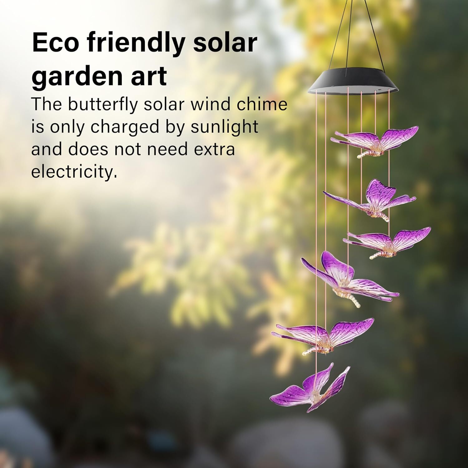 Solar Wind Chimes Lights LED Color Changing Hanging Butterfly Garden Decor Lamp