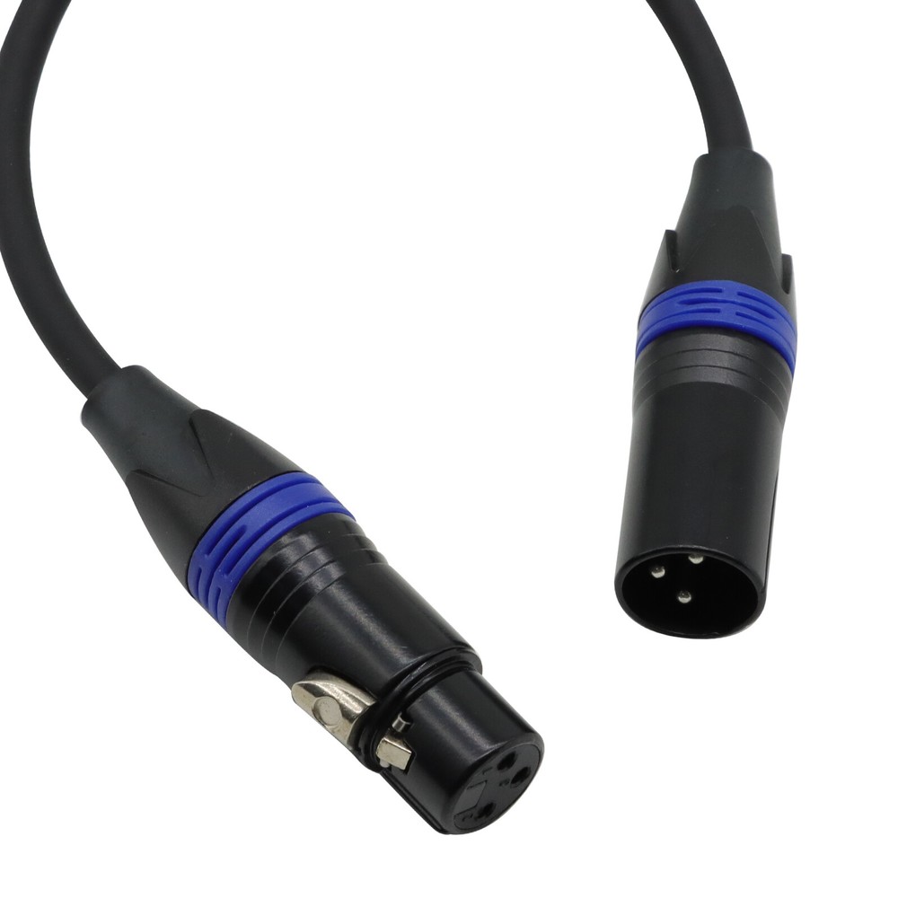 3ft-100ft Color Coded 3-Pin Professional Light DMX Cable with Locking XLR Ends