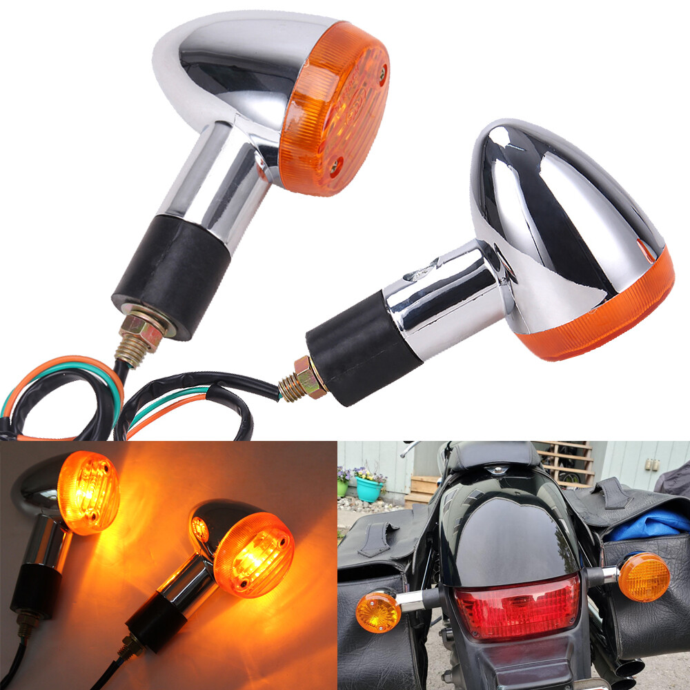 1 Pair Amber Turn Signal Light For Suzuki Boulevard C109R C50 C90 S 40 50 Chome