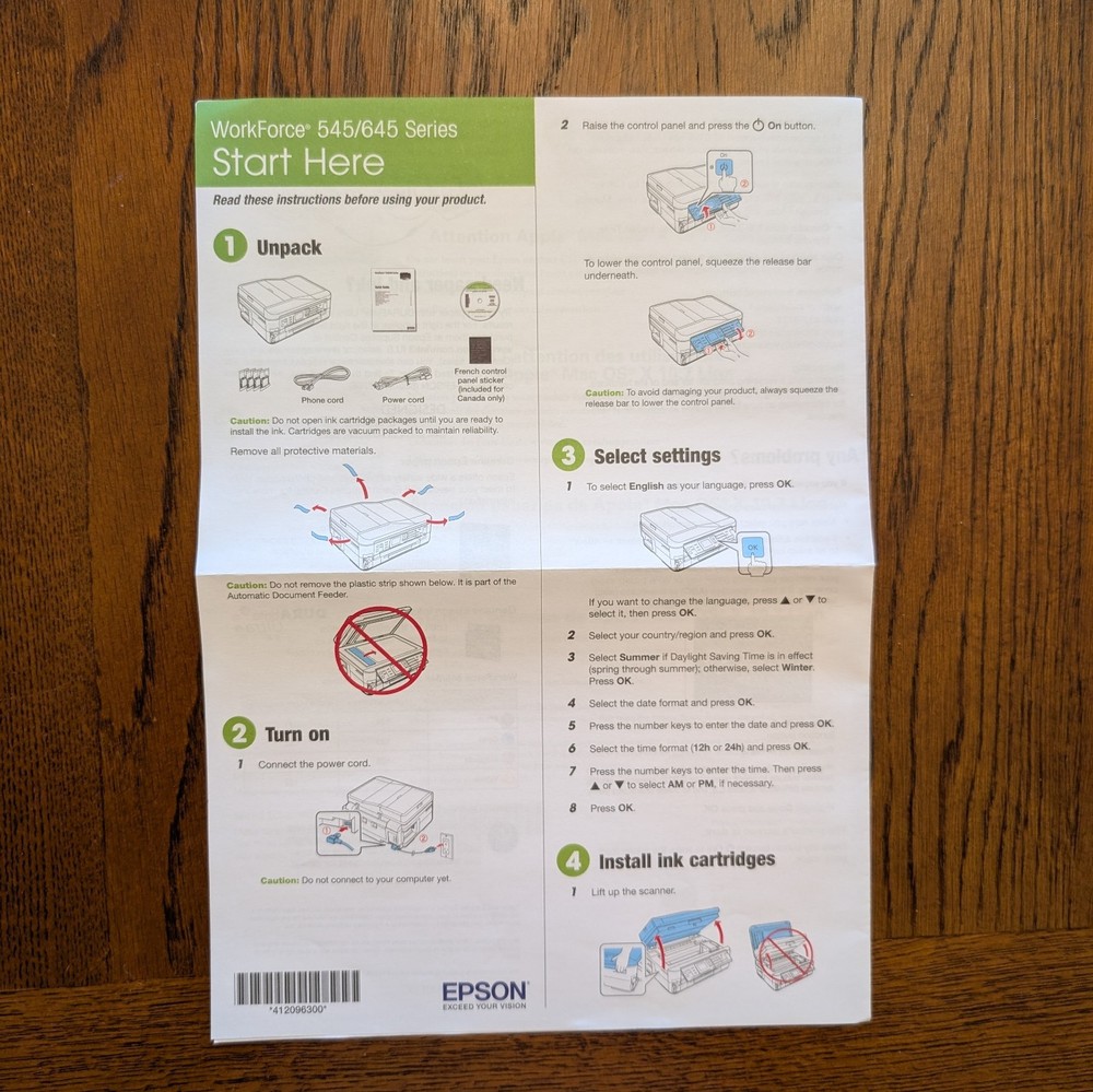 Epson Workforce Series 545/645 Printer Manual Quick Guide, Software Disc Drivers