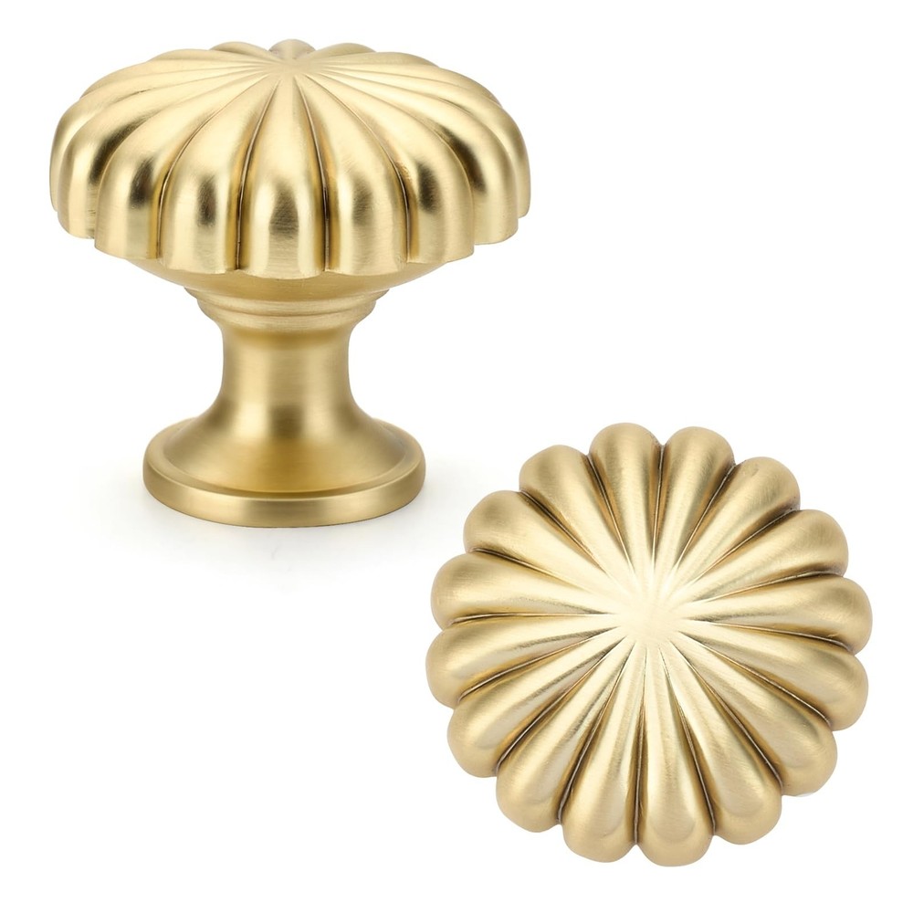 10 Pack Gold Cabinet Knobs, Zinc Alloy Brushed Gold Drawer Knobs Hardware for...