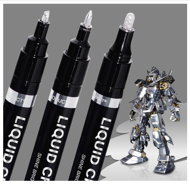 3PK Liquid Chrome Markers Set, Permanent Mirror Pens for Plastic, Metal, Art