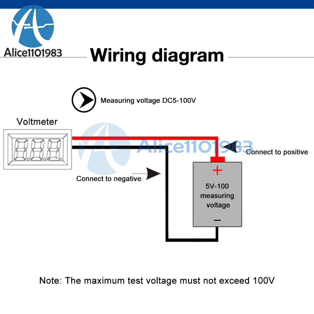 DC5V-100V Voltmeter Digital Display Voltage Meter Tester Panel Voltage Indicator