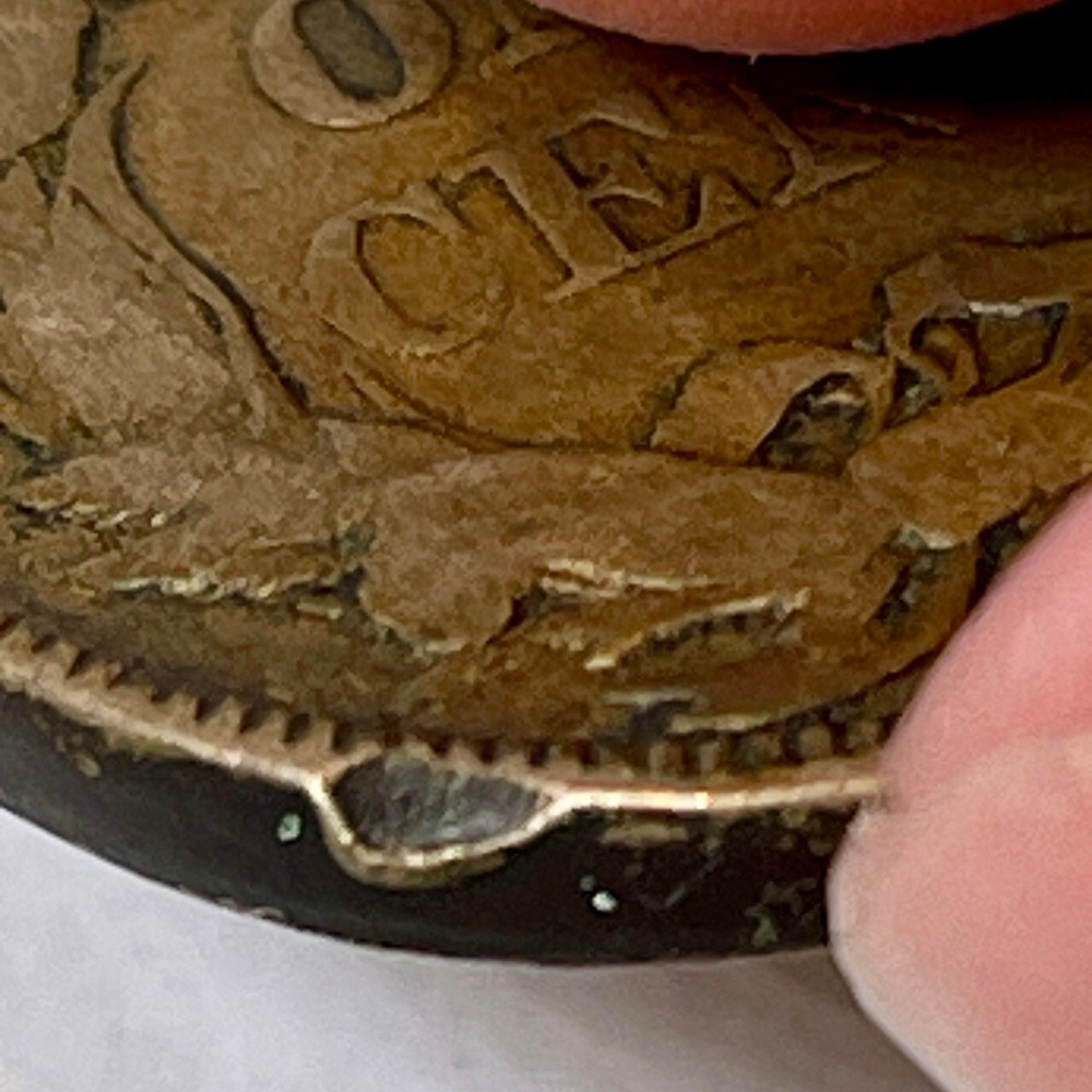 1857 Flying Eagle Cent Extremely Fine XF Coin, Rim Bump #5539
