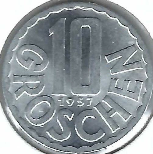 1957 Austria UNCIRCULATED 10 Groschen Imperial Eagle Austrian Shield Coin!