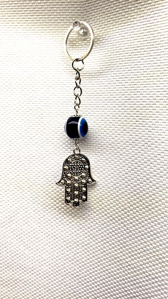 Evil Eye Palm Keychain Charm Hamsa Key Chain Ring - Blue