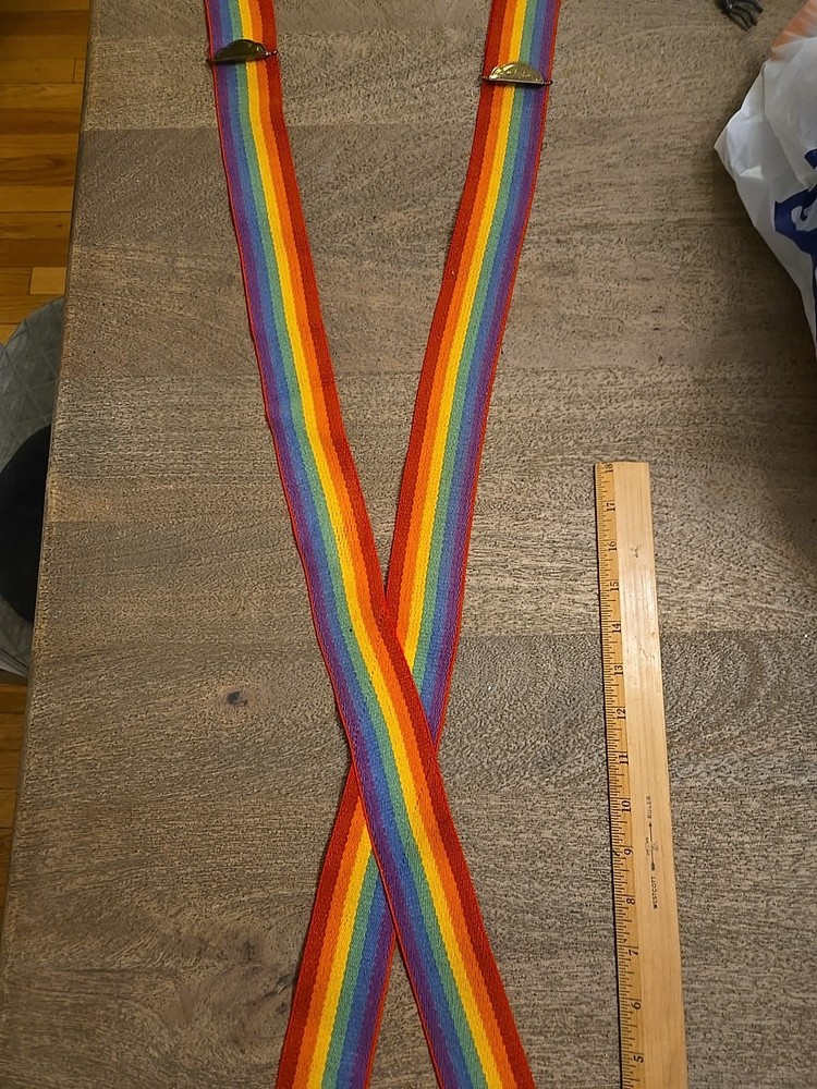 Rainbow Suspenders Vintage 2" Adjustable See All Pics And Description