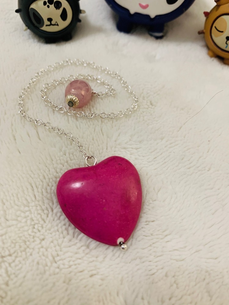 Pink Heart Stone Pendulum Dowsing, amplifying, restore focus & transform