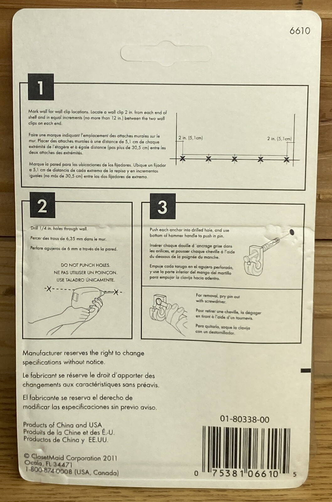 Closet Maid Wall Clips for Drywall-#6610- 7 Count Shelf To Wall