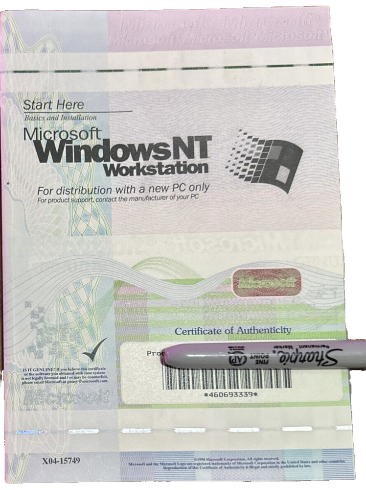 Microsoft Windows NT Workstation Version: 4.0 1-2 Processor Edition ENG
