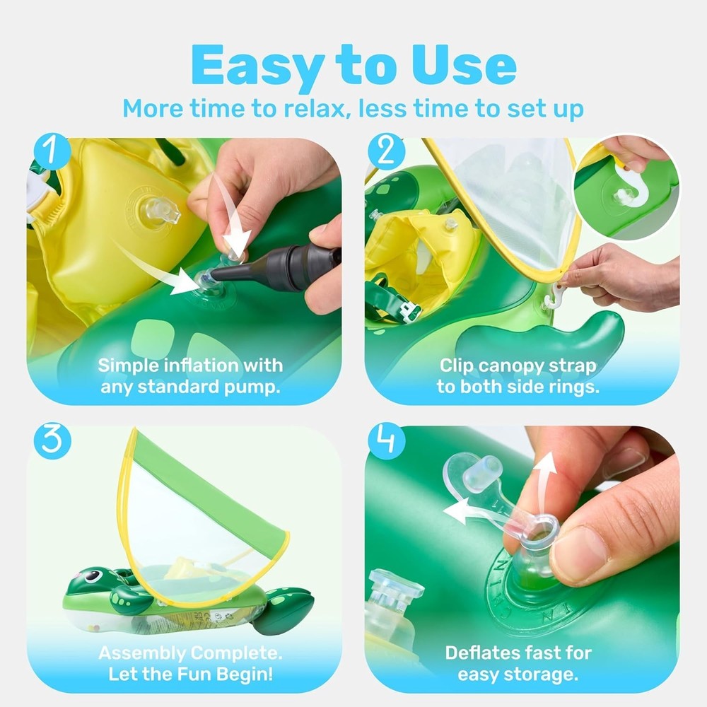 Baby Float Ring with Removable Sun Canopy Infant Swim Float Pool Accessory