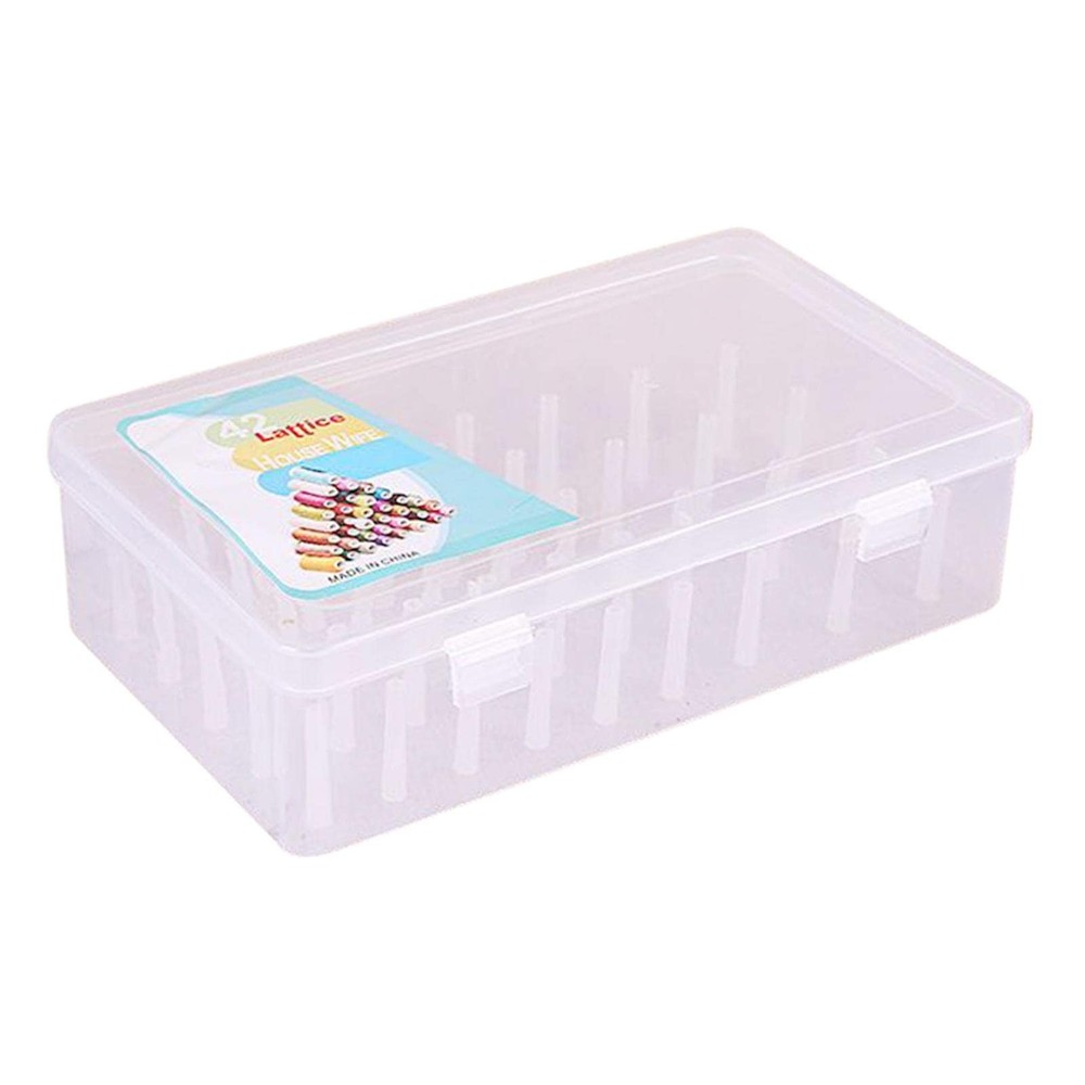 42 Slot Empty Sewing Thread Spool Storage Box Organizer Crafting Workspace