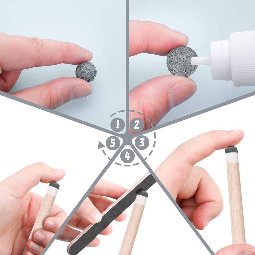 20 13mm Billiard Pool Cue Tips with Storage Box - Precision Play