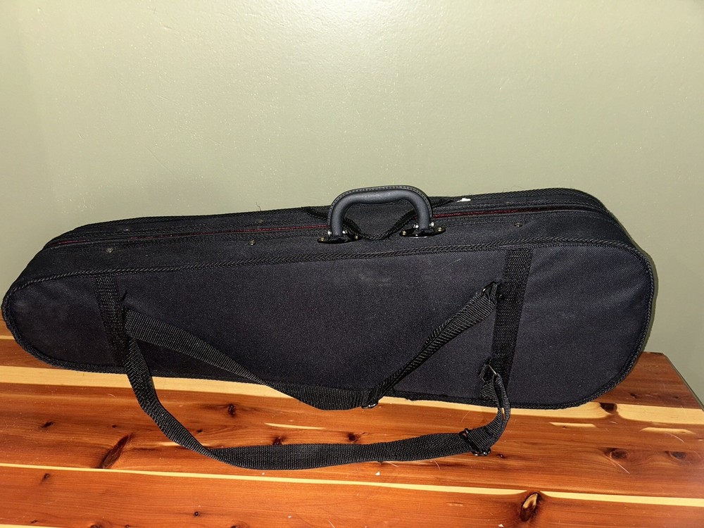 Durable Cloth Fluff Triangle Shape Case with Red Lining for 4/4 Violin Black