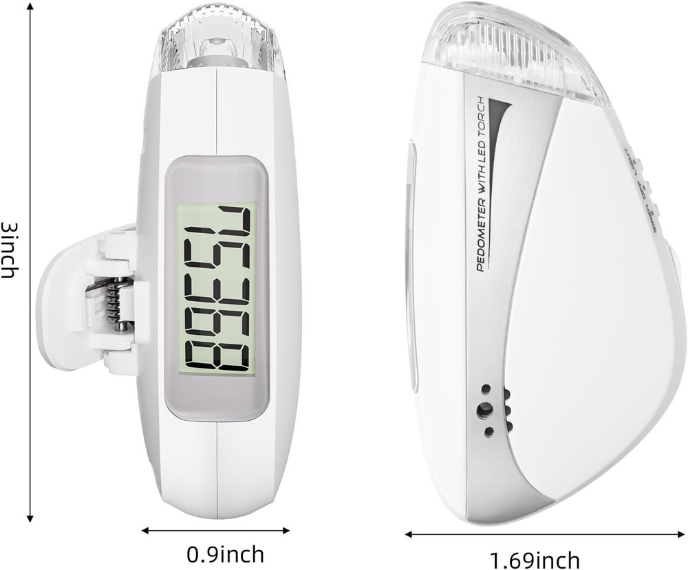 Mini Step Counter for Walking, Simple Step Counter with LED Flashlight & 110dB P