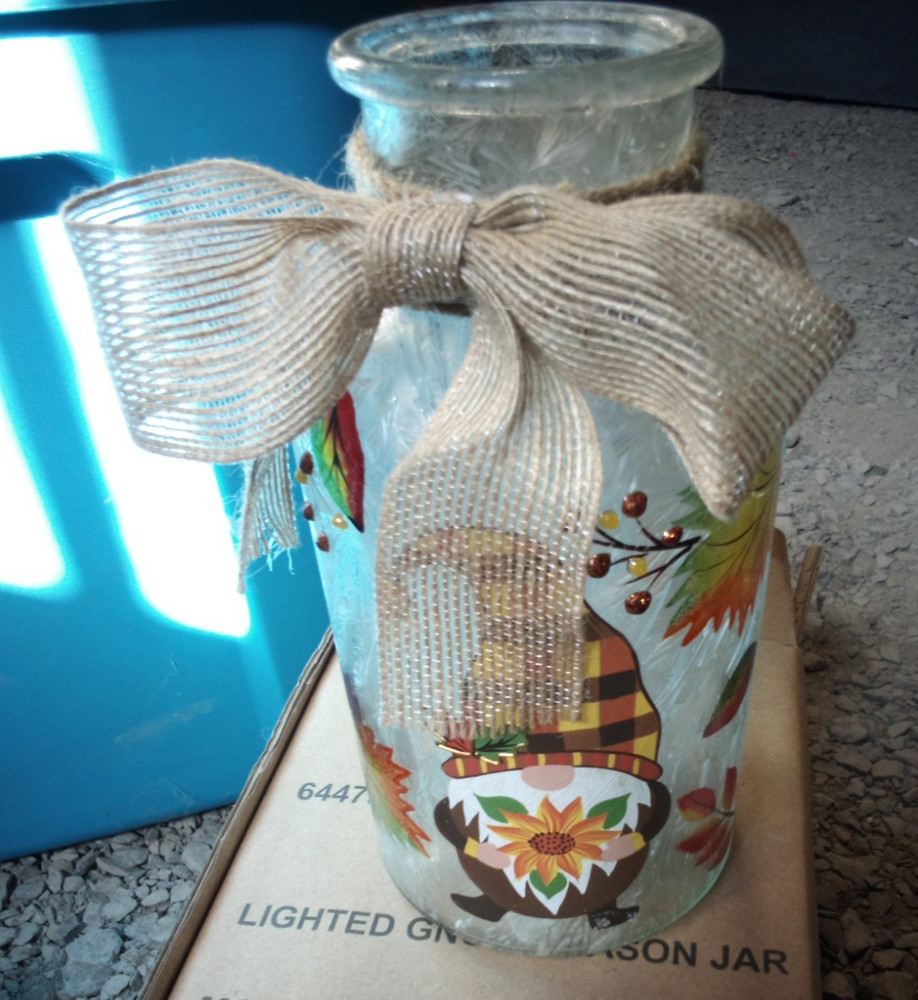 Lighted Gnome Mason Jar