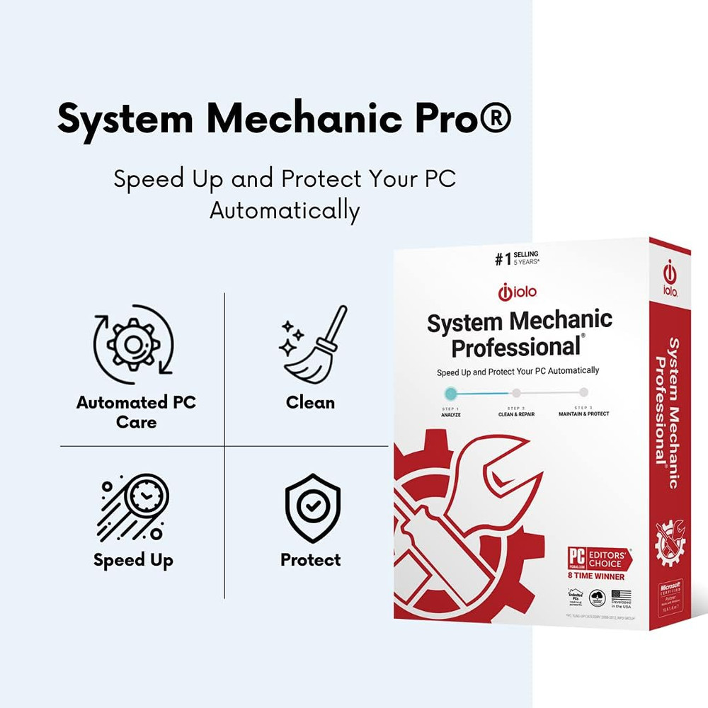 Iolo - System Mechanic Pro, Computer Cleaner for Windows, Blocks Viruses and Spy