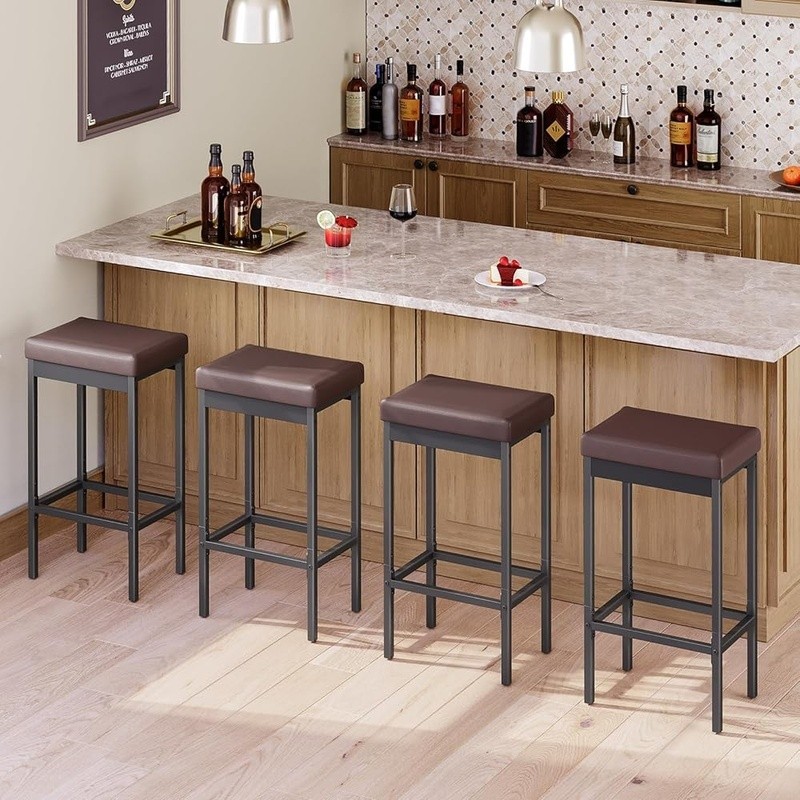 High Density Sponge Bar Stool Soft Seat Modern Style Stable Easy Clean New