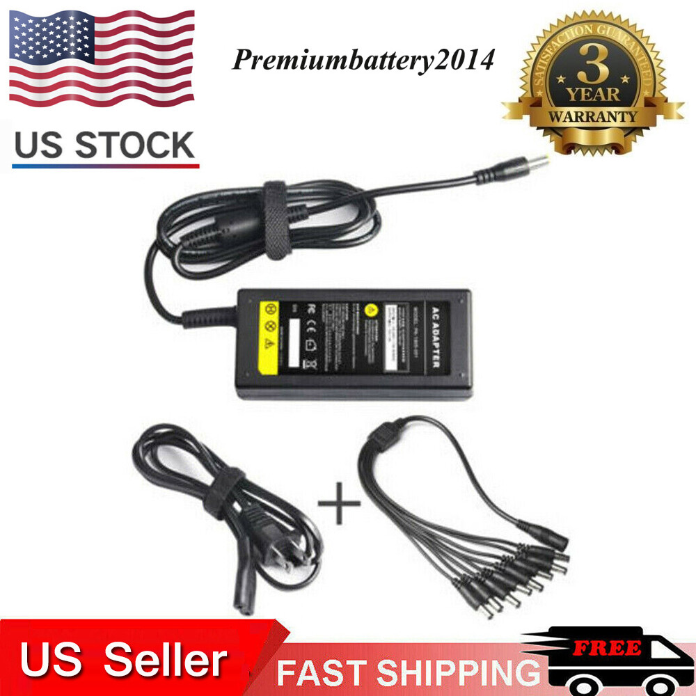DC 12V 5A Power Supply Adapter +8 Split Power Cable for CCTV Security Camera DVR