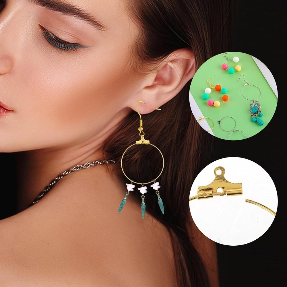 200PCS Earring Making Kit Beading Hoop Finding Open Hoops Bulk Wire for DIY