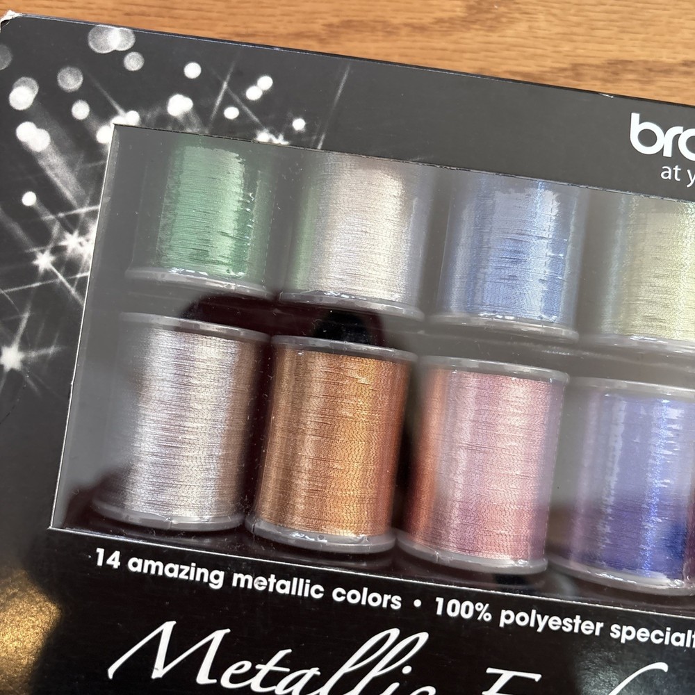 Brother 14 Spool Metallic Machine Embroidery Thread Set MTPK14
