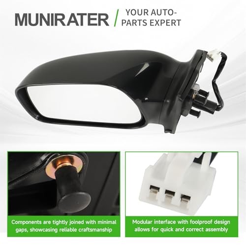 Black Driver Side Mirror Power Paintable Replacement for 2003-2008 Corolla