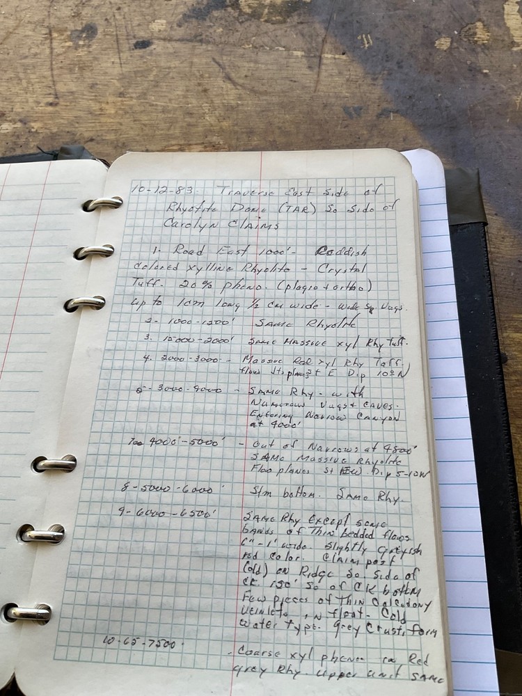 Gfeller geologist map/notebook case with 1983 notebook