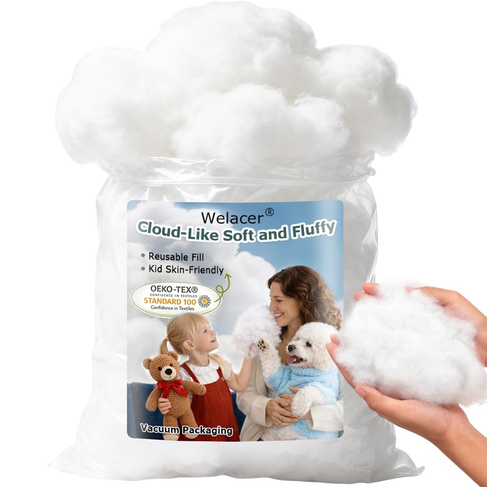 Welacer Polyfill Stuffing, Fluffy Pillow Stuffing for Stuffed 2.3lb, white