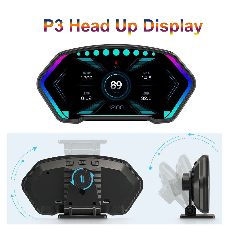 P3 Head Up Display OBD+GPS+Slope Meter+Accelerometer+Breathing Ambient Light US