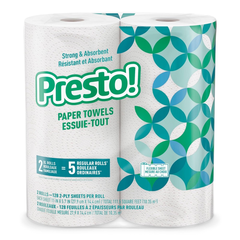 Amazon Brand - Presto! Flex-a-Size Kitchen Paper Towels, Strong and Absorbent...
