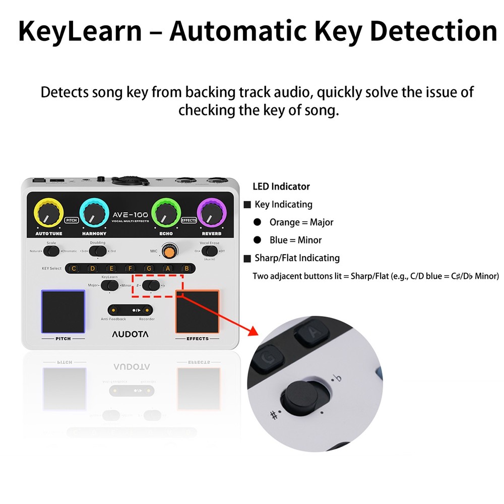 AUDOTA Vocal Processor Multi-effects Harmony Reverb Delay Pitch Correction, US