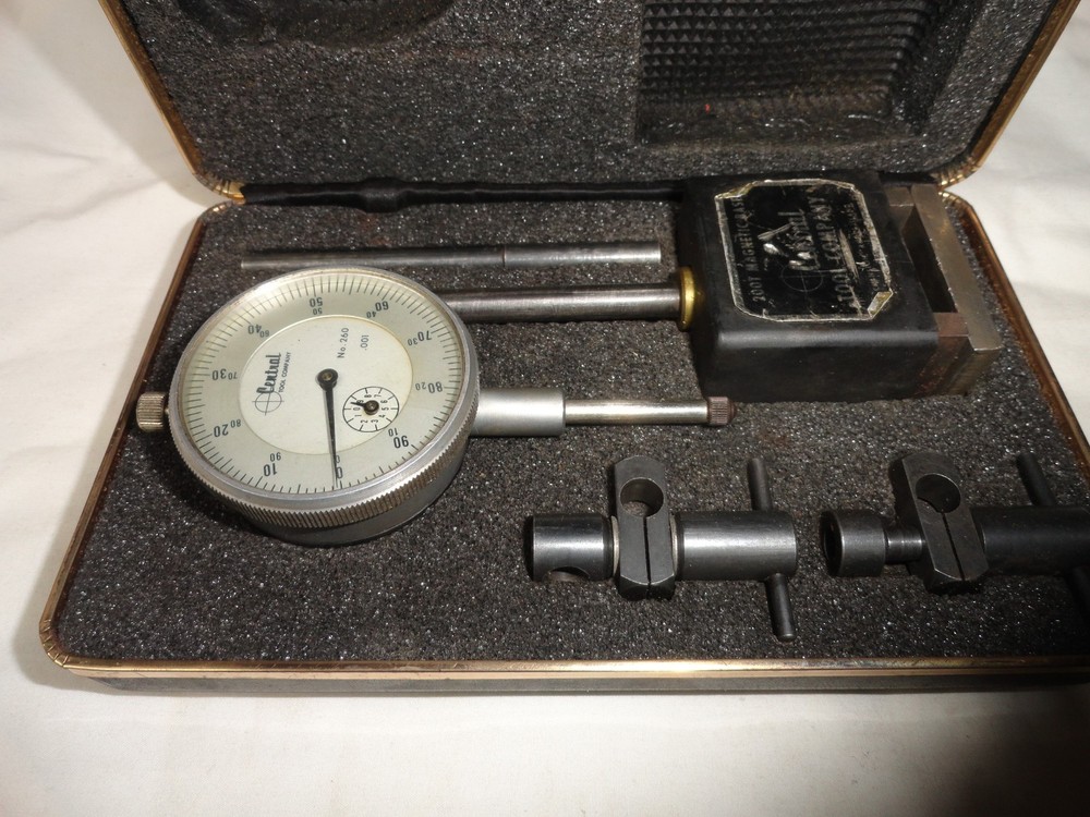 Vintage Central Tools 6410 0-1" Dial Indicator With Magnetic Base