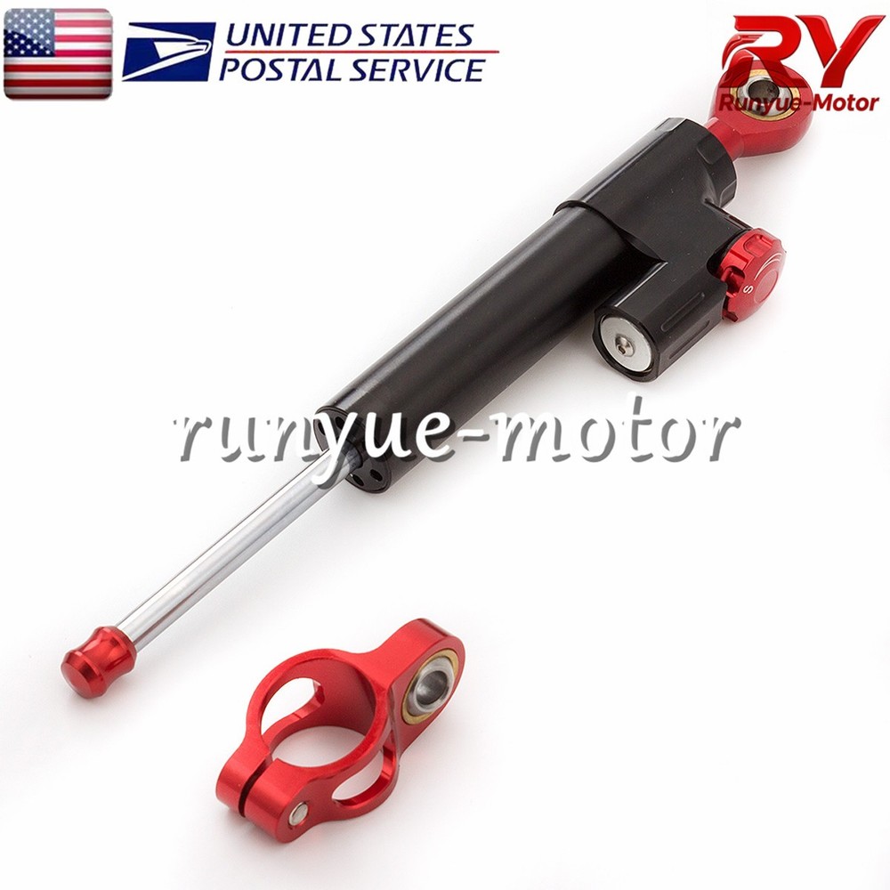 Adjust Steering Damper Stabilizer Linear Control Universal Aluminum Black+Red